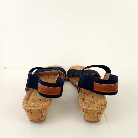 Tommy Bahama DALLIS Navy Blue Cork Wedge Slip On Sandals - Picture 4 of 9